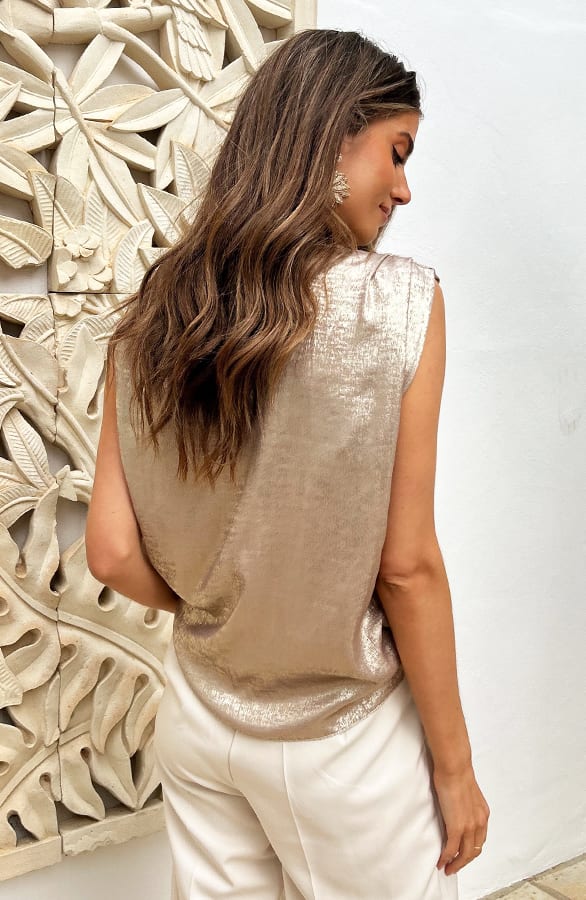 Off Shoulder Top Detail Gold, Tops, Foto 3