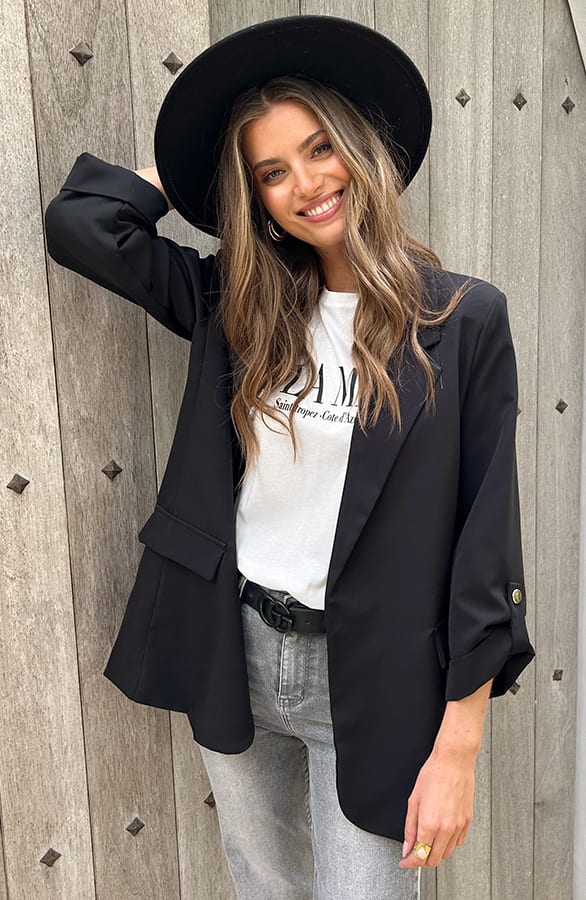 Oversized Blazer Limited Zwart – shoparchief, foto 1