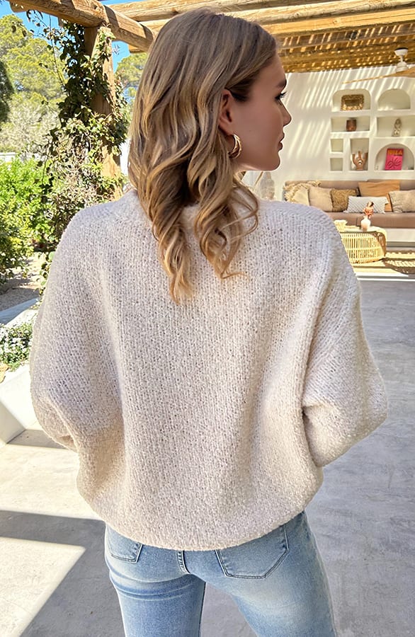 Oversized Boucle Sweater Light Beige – shoparchief, foto 3