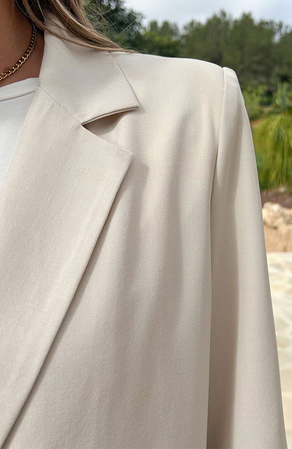 Oversized Open Back Blazer Beige, Foto 4