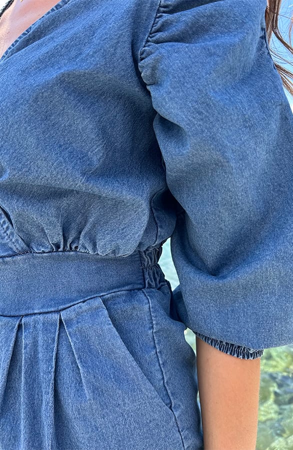 Playsuit Met Pofmouwen Denim – shoparchief, foto 5