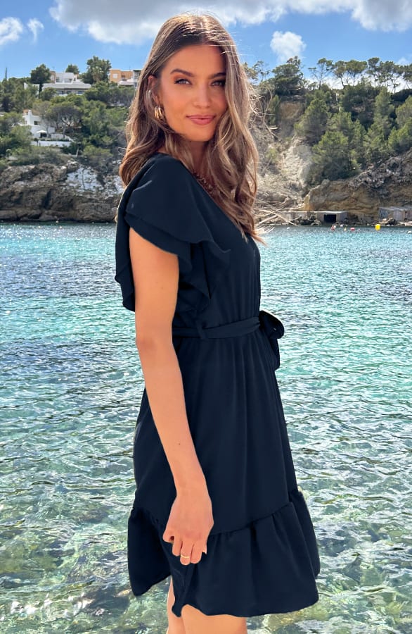Portofino Jurk V-Hals Night Blue – shoparchief, foto 4