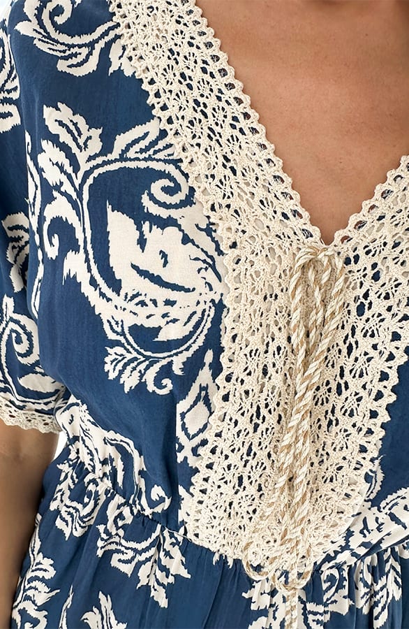 Romantic Boho Oversized Jurk Marine – shoparchief, foto 4