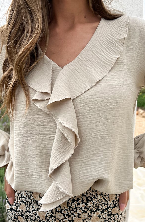 Ruches Detailed Blouse Beige – shoparchief, foto 7