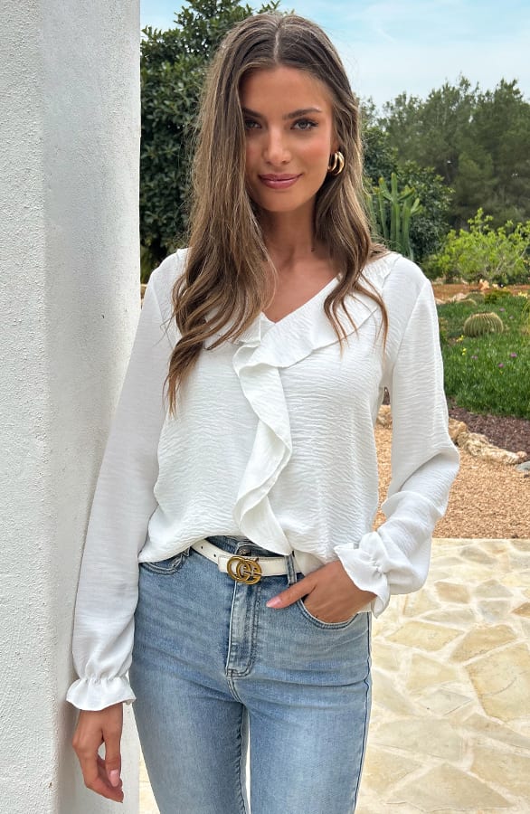 Ruches Detailed Blouse Ecru – shoparchief, foto 3