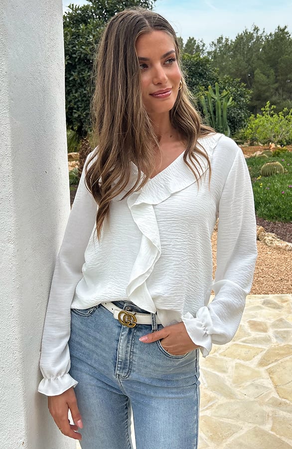 Ruches Detailed Blouse Ecru – shoparchief, foto 5