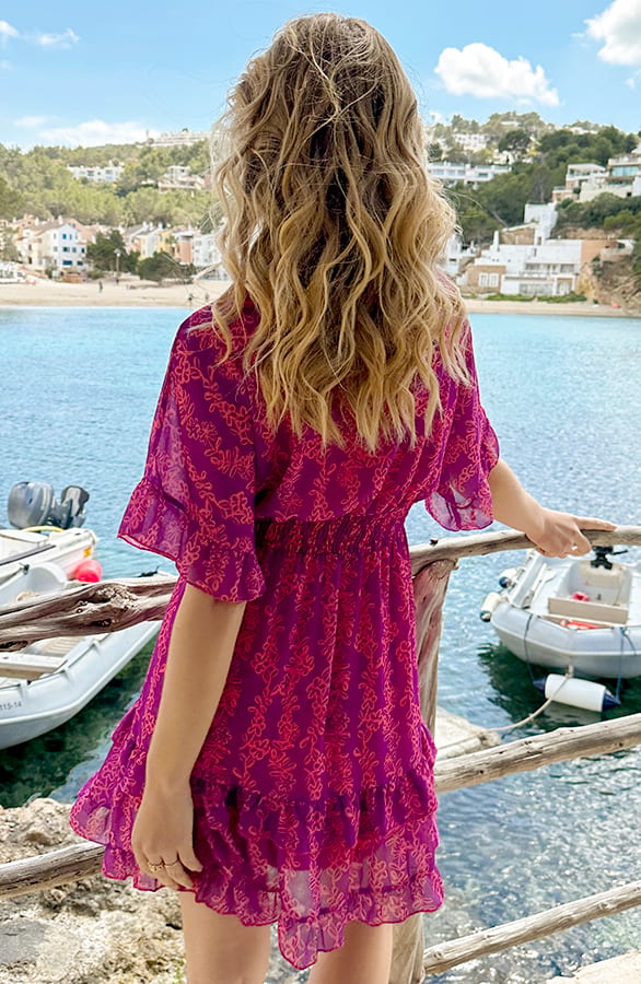 Ruffle Laagjes Jurk Lulu Flower Roze – jurken, foto 9
