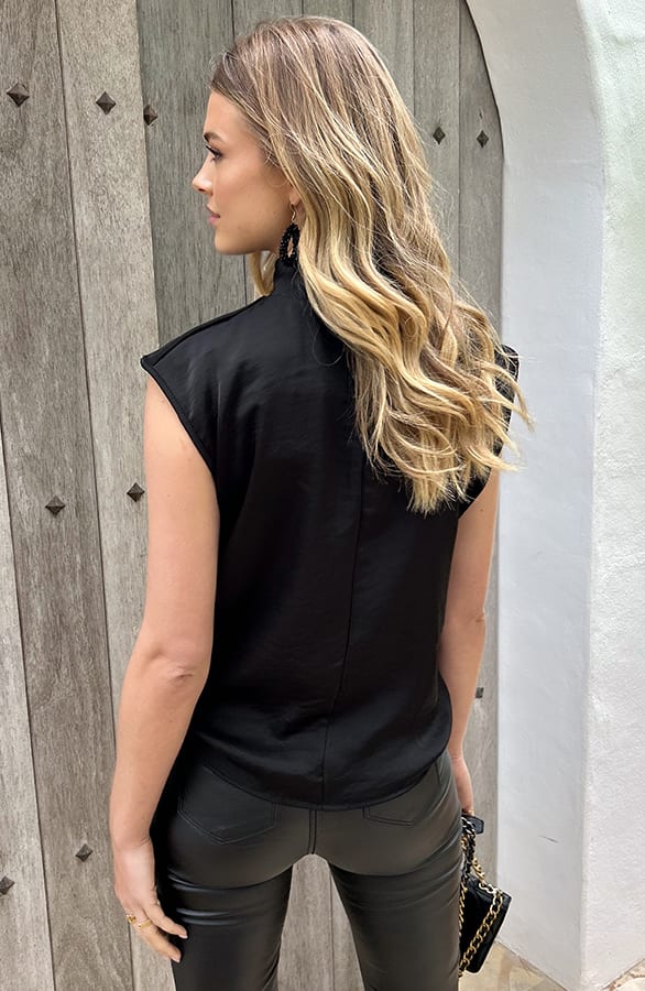 Satin Col Top Zwart – tops, foto 4