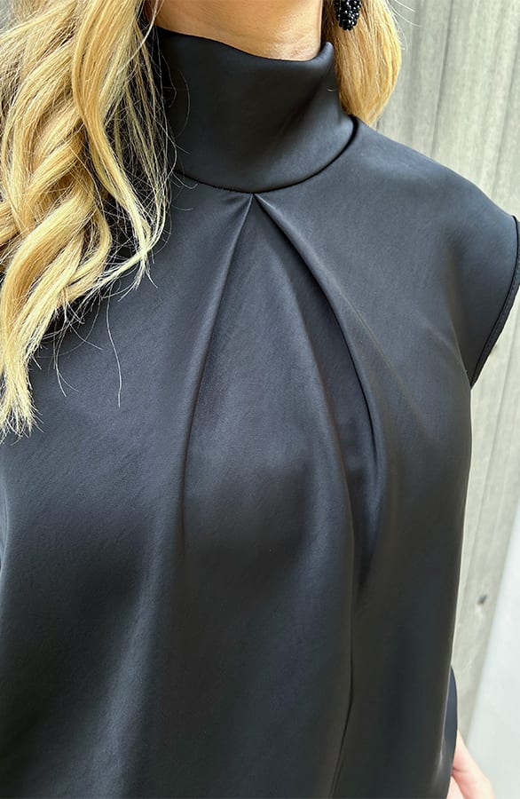 Satin Col Top Zwart – tops, foto 7