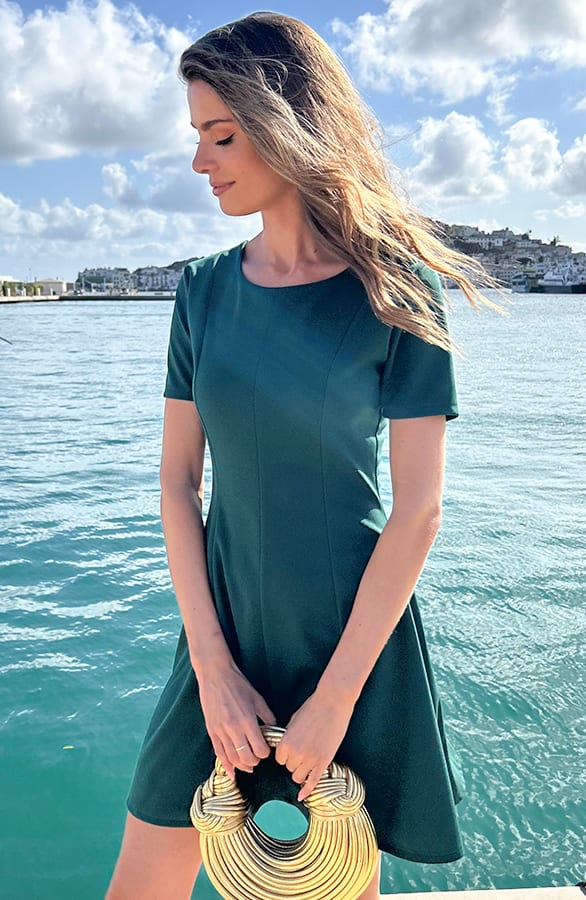 Scuba Taille Jurk Smaragd – sale, foto 7