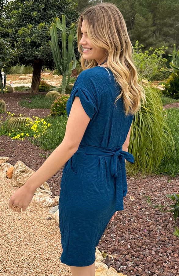 Textured Strik Jurk Jeans Blue – jurken, foto 4