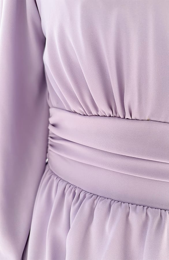 V-Ausschnitt Kleid Schleifen Detail Lila, Kleider, Foto 7