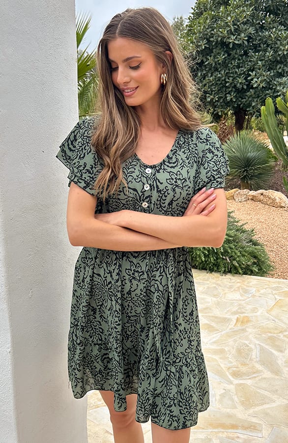 Portofino Kleid V-Ausschnitt Print Army, Shoparchiv, Foto 4