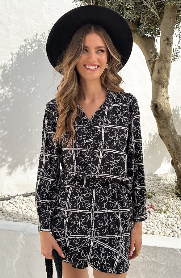 Yves Blouse Flower Black – shoparchief, foto 3