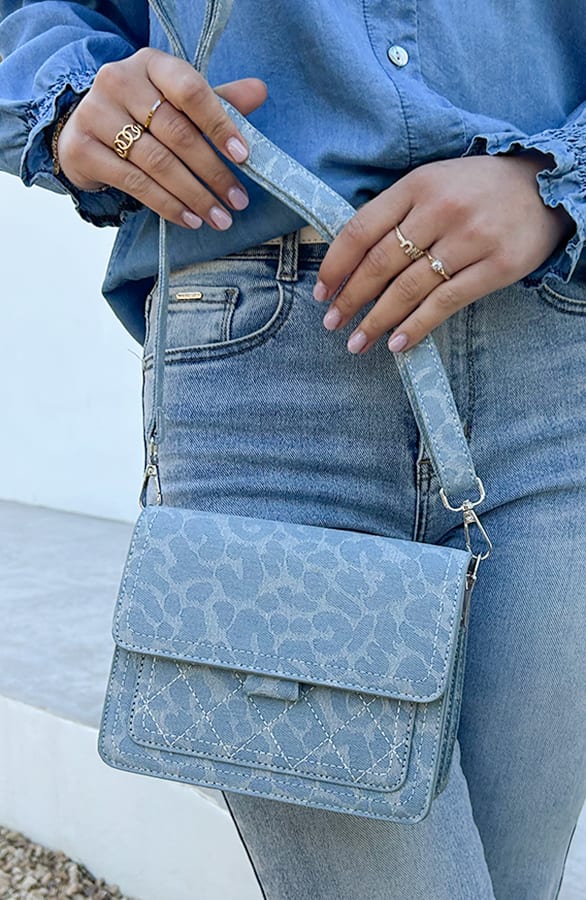 Denim Leopard Handtas – shoparchief, foto 3