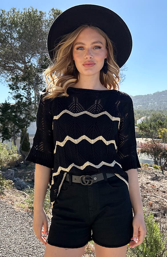 Lurex Gehaakte Top Zwart – tops, foto 1