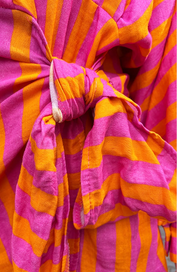 Cotton Wrap Jurk Stripe Oranje – jurken, foto 9