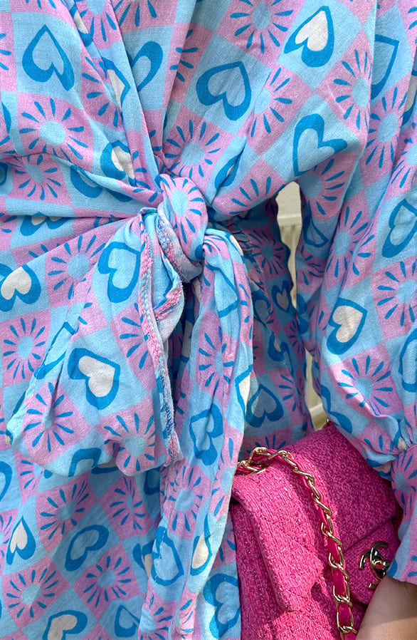 Cotton Wrap Jurk Sunny Heart Lichtblauw – shoparchief, foto 9