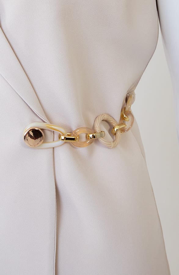 Gilet Jurk Met Gouden Detail Beige – shoparchief, foto 2