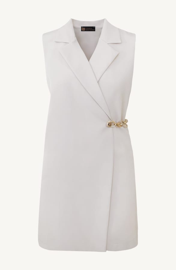 Gilet Jurk Met Gouden Detail Beige – shoparchief, foto 1