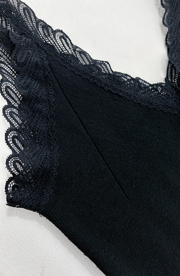 Kanten Detailed Top Zwart – tops, foto 8