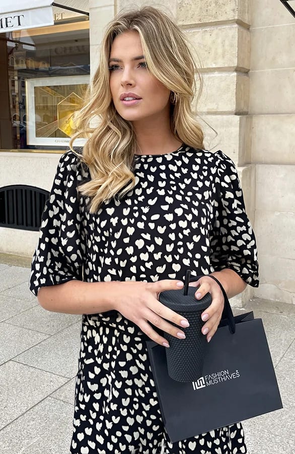Mila Puff Sleeve Top Cheetah Zwart – shoparchief, foto 2