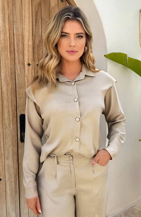 Muse Detailed Oversized Bluse Dark Beige, Shoparchiv, Foto 3
