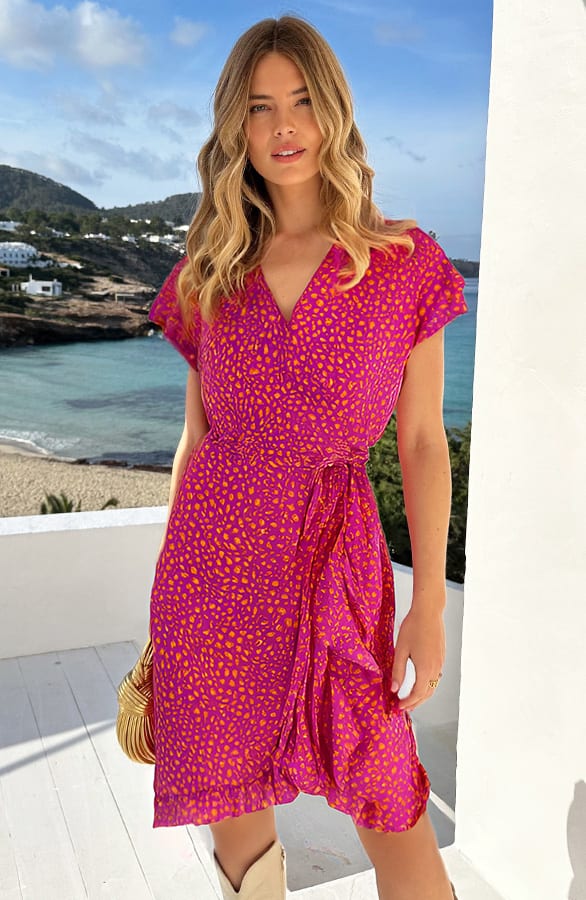 Wikkel Jurk Leopard Paars Oranje – shoparchief, foto 4