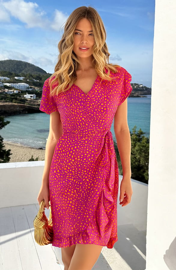 Wikkel Jurk Leopard Paars Oranje – shoparchief, foto 1