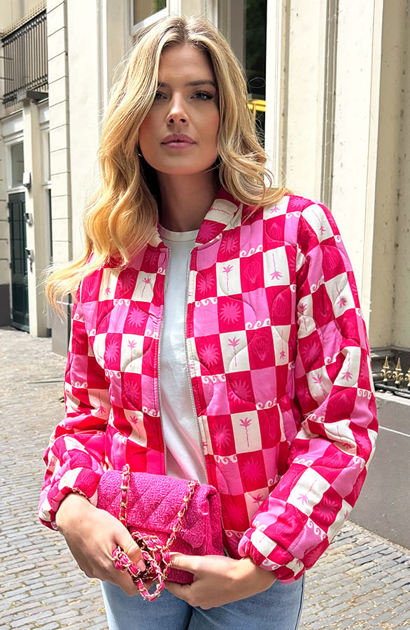 Bomber Jacket Classic Print Fuchsia – jassen, foto 9