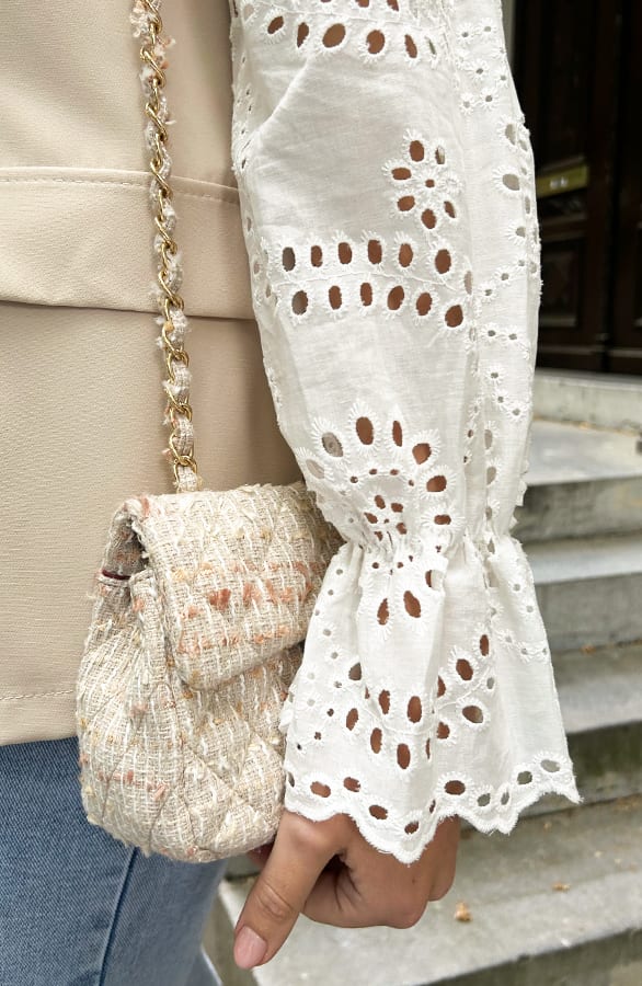 Embroidery Blazer Lange Mouwen Beige – blazers, foto 7