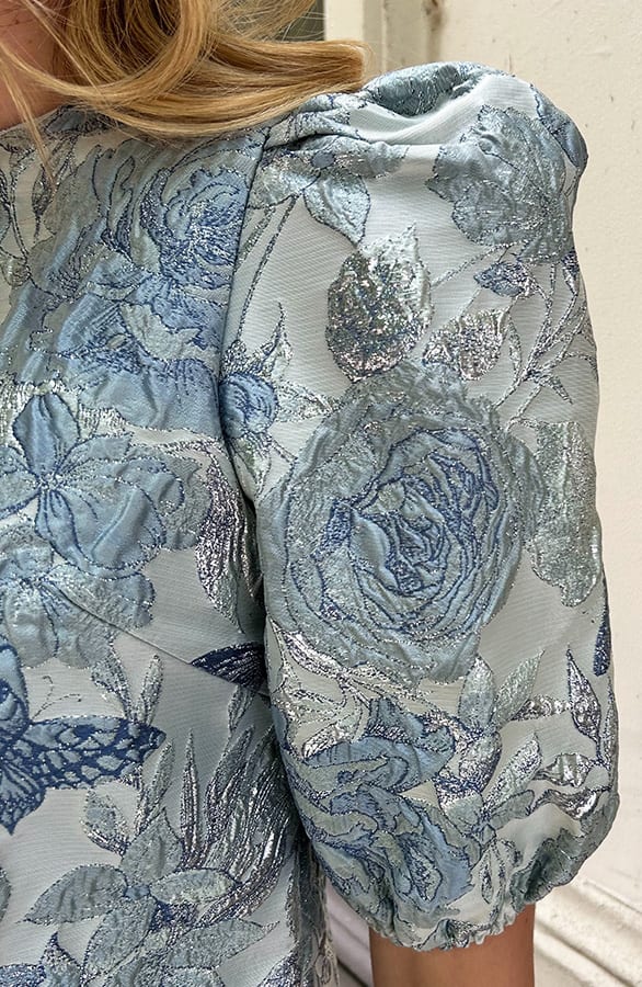Jacquard Roses Pofmouw Top Baby Blue – shoparchief, foto 7