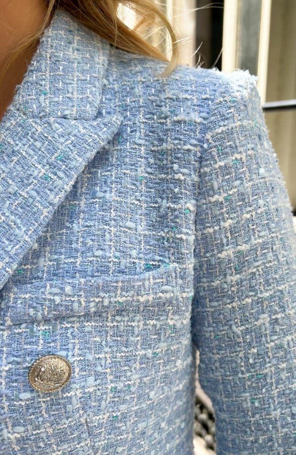 Luxury Boucle Blazer Light Blue – jassen, foto 7