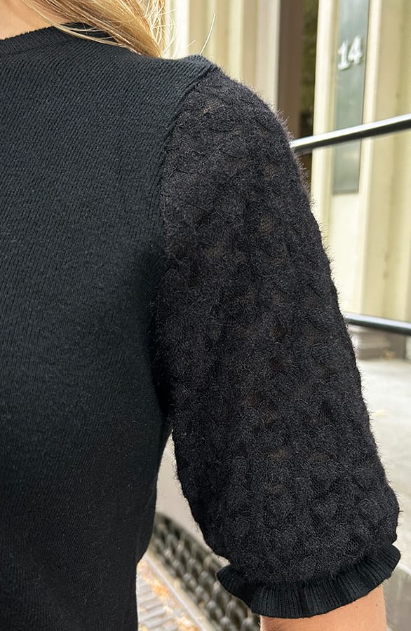 Mesh Hearts Sleeve Soft Top Zwart – tops, foto 4