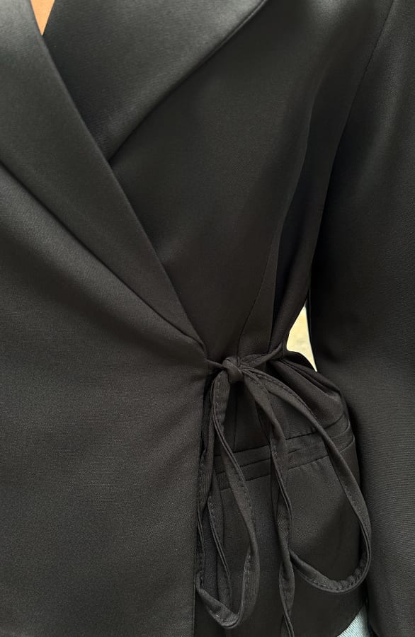 Wrap Blazer Puff Long Sleeve Zwart – blazers, foto 6