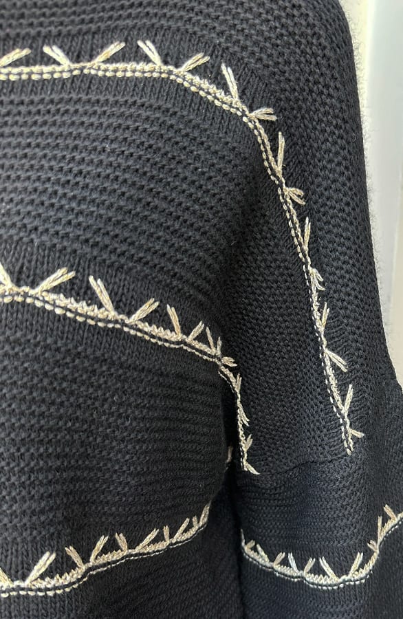 Boho Structured Trui Zwart – truien, foto 7
