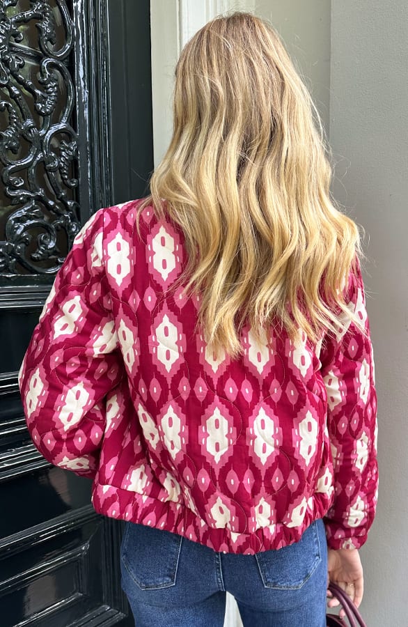 Bomber Jacket Classic Print Burgundy – shoparchief, foto 5