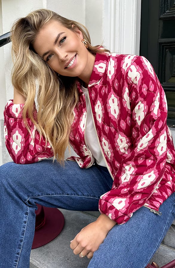 Bomber Jacket Classic Print Burgundy – shoparchief, foto 1