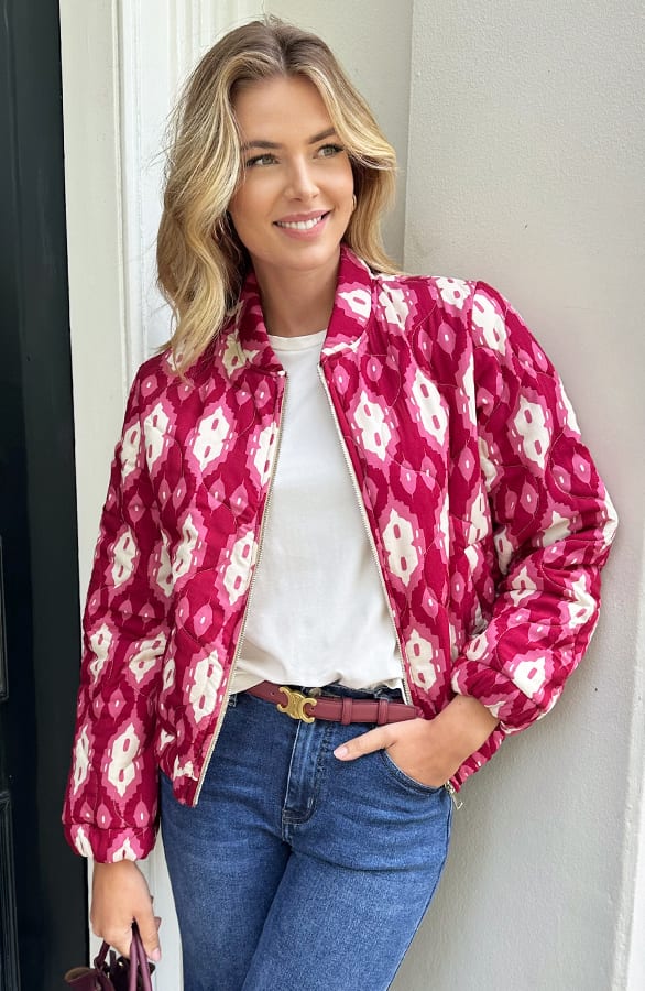 Bomber Jacket Classic Print Burgundy – shoparchief, foto 7