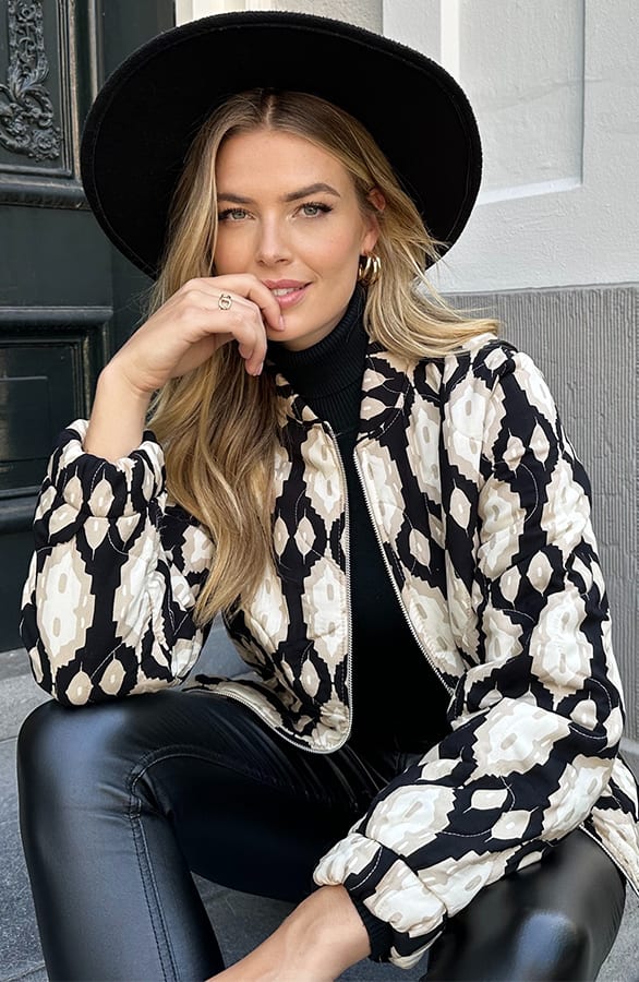 Bomber Jacket Classic Print Zwart – shoparchief, foto 8