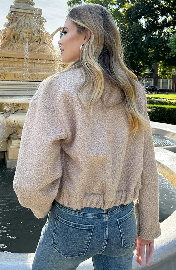 Boucle Bomber Jacket Taupe, Alle Kleidung, Foto 4