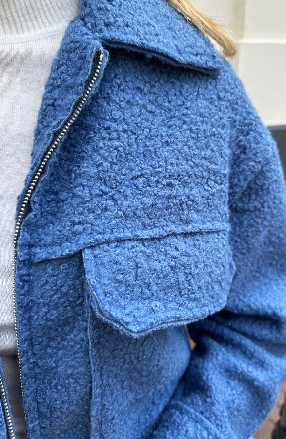 Boucle Jacket Met Rits Jeans Blauw – shoparchief, foto 11