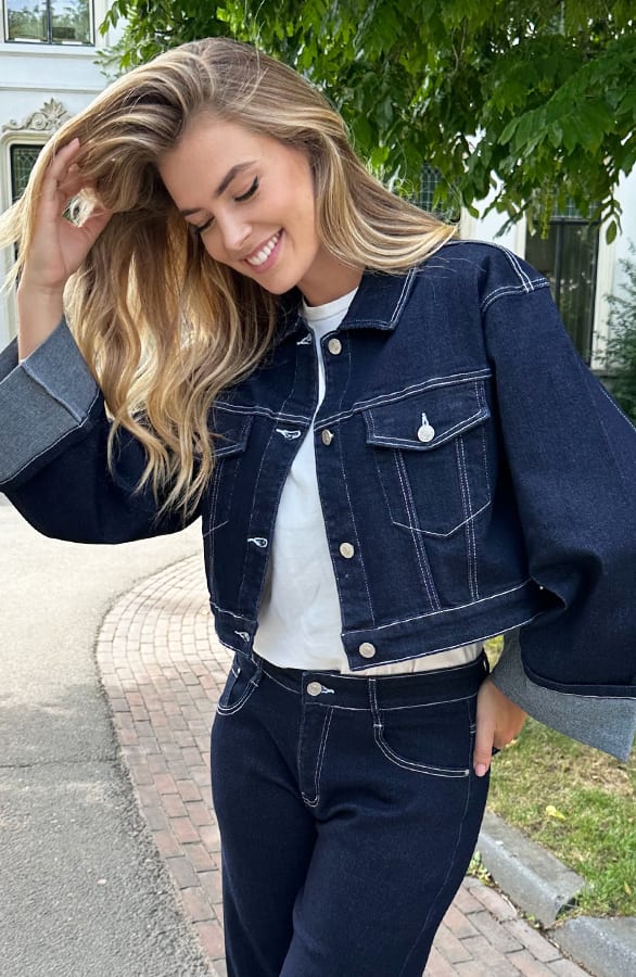Cropped Denim Jacket Deep Blue – jassen, foto 7