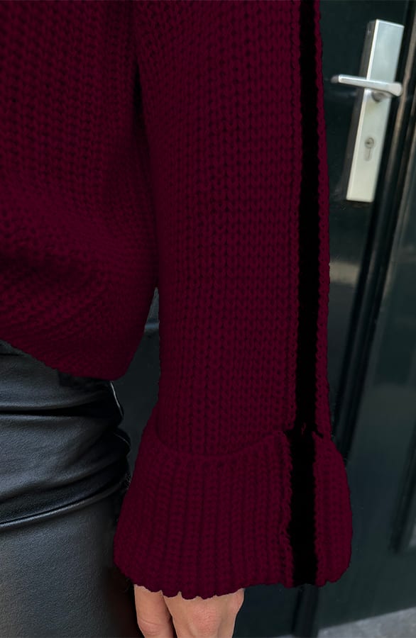 Detailed Coltrui Wijde Mouwen Burgundy Zwart – shoparchief, foto 4