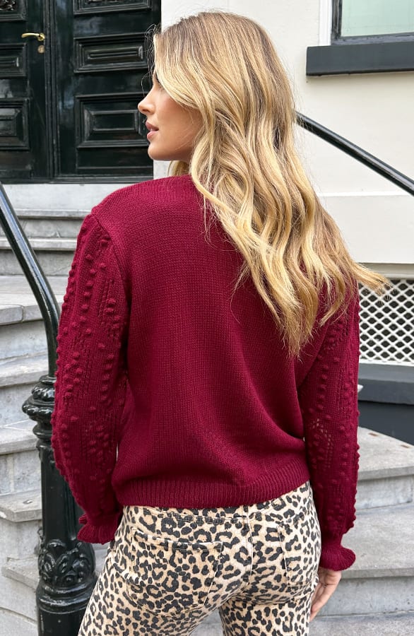 Detailed Sleeve Pullover Burgundy, Foto 4