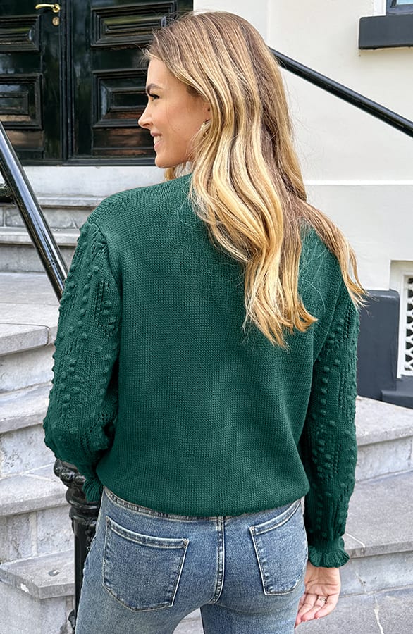 Detailed Sleeve Pullover Smaragd, Foto 3