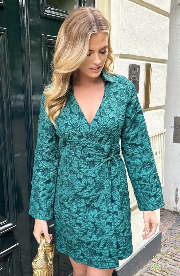 Flower Wrap Kleid Smaragd, Kleider, Foto 8
