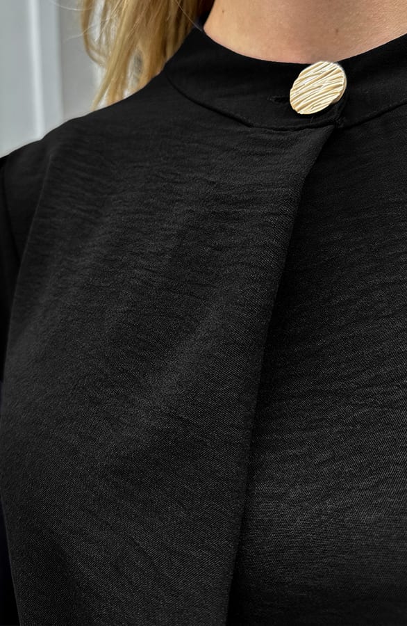 Gouden Detail Knoop Blouse Zwart – shoparchief, foto 6