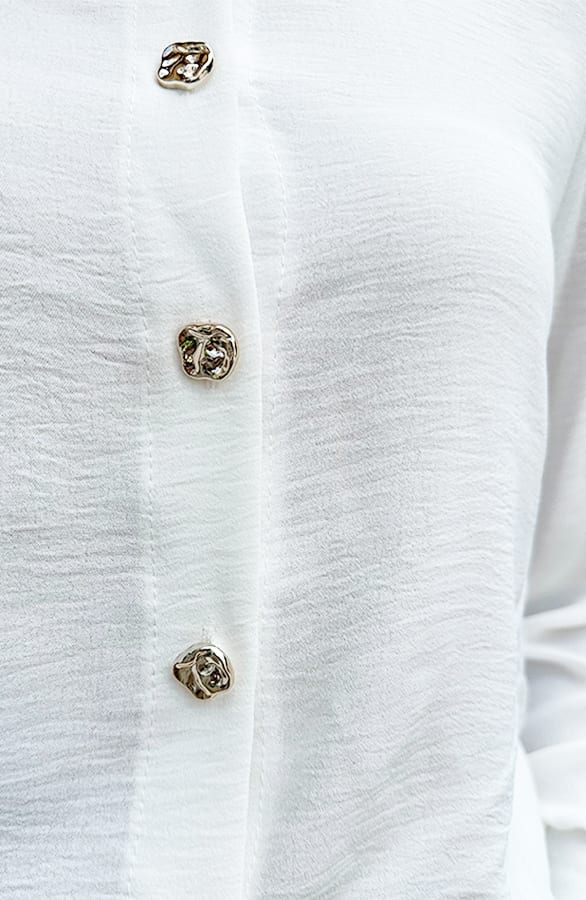 Gouden Knopen Blouse Off White – blouses, foto 7