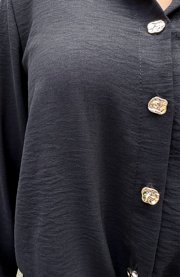 Gouden Knopen Blouse Zwart – blouses, foto 6